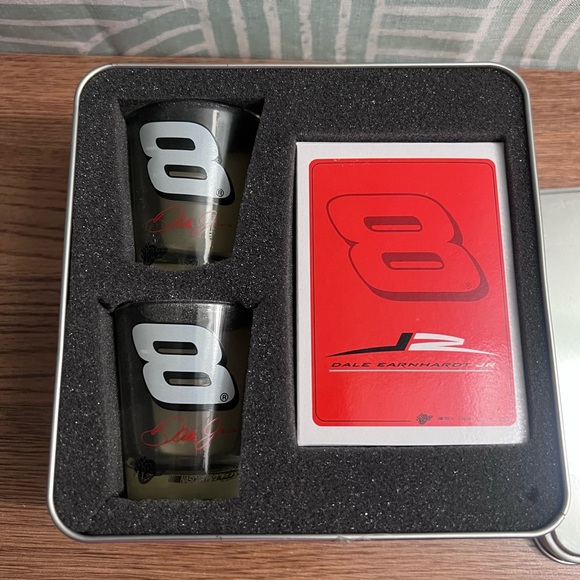 Dale Earnhardt Jr #8 Collectible Gift Set | Shot Glasses + Playing Cards Tin - Picture 3 of 4